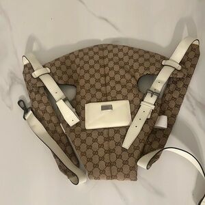 Gucci Carrier Canvas Monogram Baby Kids Beige White Leather Italy